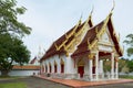 Ubosot and Chedi at Wat Phra Borommathat Chaiya Temple in Surat Thani, Thailand.