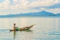 Fisherman with boat Koh Pha-ngan landscape panorama Koh Samui