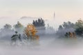 A sureal misty landscape in Flanders Royalty Free Stock Photo