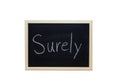 Surely written with white chalk on blackboard Royalty Free Stock Photo