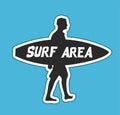 Surf area with silhouette of people carrying surfb