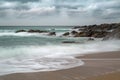 Surf around Rocks, Fistral Beach, Newquay, Cornwall Royalty Free Stock Photo