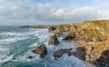 Surf around Sea Stacks, Bedruthan Steps, Cornwall Royalty Free Stock Photo