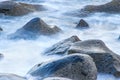 Surf of the atlantic ocean in long time exposure Royalty Free Stock Photo