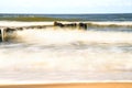 Surf of the Baltic sea in long time exposure Royalty Free Stock Photo