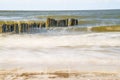 Surf of the Baltic sea in long time exposure Royalty Free Stock Photo