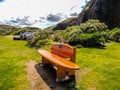 Surf board bench, Muriwai Beach, Auckland, New Zealand