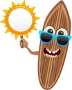 Surf board character series 2 - with sun banner Royalty Free Stock Photo