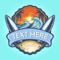 Surf Board Logo Landscape Vintage