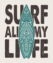 Surf board ornament graphic surfing hawaii board