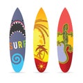 Surf board set in various color illustration