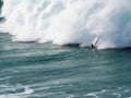 Surf board between the waves Royalty Free Stock Photo