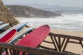 Surf boards on beach Royalty Free Stock Photo