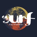 Surf California Beach design typography, vector design text illustration, poster, banner, flyer, postcard , sign, t shirt graphics