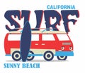 surf California bus print t shirt vector art
