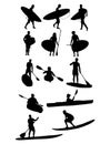 Surf and Canoe Silhouettes
