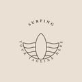 surf club line icon logo vector symbol illustration design, surfboard california minimal vector design Royalty Free Stock Photo