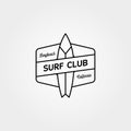 Surf club line icon logo vector symbol minimal illustration design, surf emblem logo design Royalty Free Stock Photo