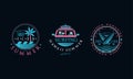 Surf Club Logo Design Set, Hawaii Summer Retro Labels, Badges Vector Illustration Royalty Free Stock Photo