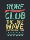 Retro surf club beach text quote for summer