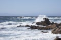 Surf Crashing along rocks along 17 mile drive California