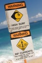 Surf and Currents Warning Sign Royalty Free Stock Photo