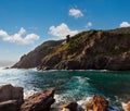Surf in evening Vernazza outskirts, Cinque Terre, Italy Royalty Free Stock Photo