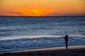 Surf fisherman Watching the Sunrise Royalty Free Stock Photo