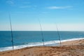 Surf fishing poles Royalty Free Stock Photo