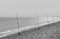 Surf fishing poles Royalty Free Stock Photo