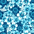 Surf floral hibiscus seamless pattern Royalty Free Stock Photo