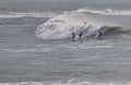 Surfing on Wembury Beach Royalty Free Stock Photo