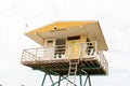 Surf life saving tower with the sign Beach closed at Wanda Beach, NSW Royalty Free Stock Photo