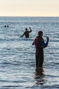 Surf lifesavers beach rescue training