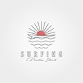 Surf line icon logo vector symbol illustration design, surf and sunset logo minimal design Royalty Free Stock Photo