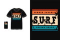 Surf lovina beach t shirt design mockup silhouette