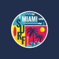 Surf - Miami - vector illustration concept in vintage graphic style for t-shirt