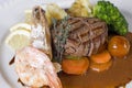 Surf 'n' turf a la carte meal Royalty Free Stock Photo