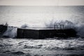 Surf on the pier. Atlantic Ocean