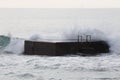 Surf on the pier. Atlantic Ocean.