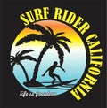 surf rider california t shirt print