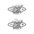 Surf rider lettering poster. Vector vintage illustration.