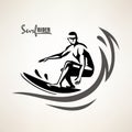 Surf rider symbol, print template,