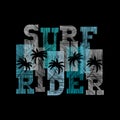 Surf rider typography posters. Concept in vintage style