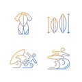 Surf riding gradient linear vector icons set Royalty Free Stock Photo