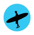 Surf-riding man vector icon or sign