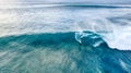 Surf`s up! A Surfer Catches a Fantastic Wave at World-Famous Sunset Beach, Hawaii, located on Oahu`s North Shore Royalty Free Stock Photo