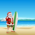 Surf Santa on the beach Royalty Free Stock Photo