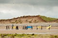Surf school training on the Strandhill beach in Sligo