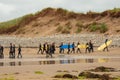 Surf school training on the Strandhill beach in Sligo